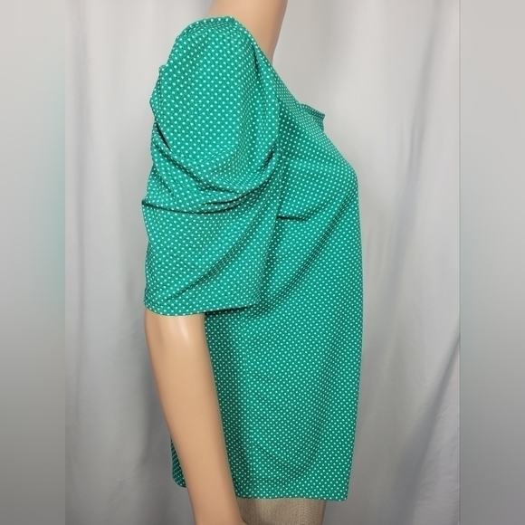 Adrianna Papell Green Polka Dot Print Shirt - Picture 4 of 6